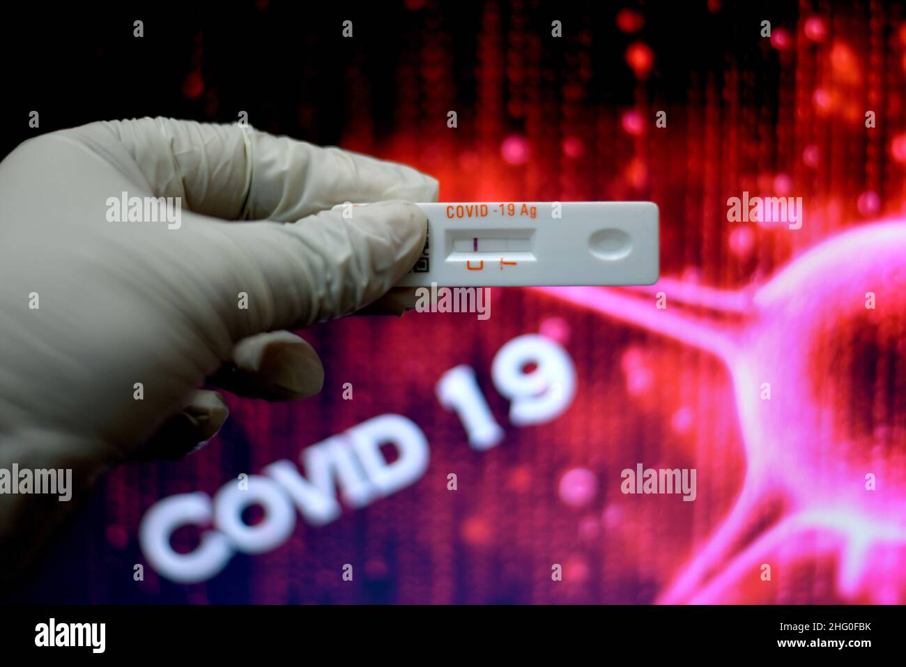 In this photo illustration a Coviself Rapid Antigen Test kit with