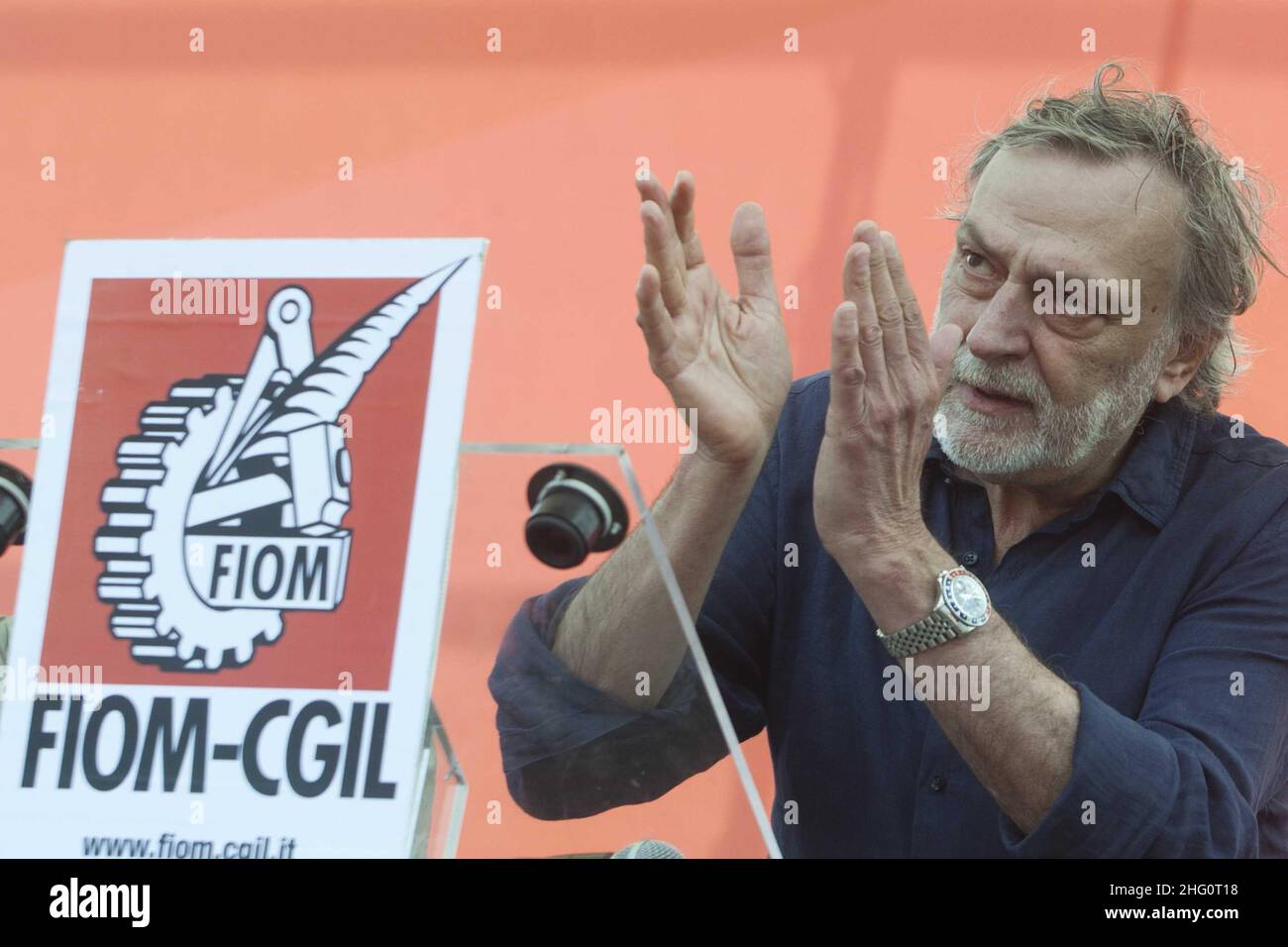 Mauro Scrobogna /LaPresse 18-05-2013 Rome Politics FIOM CGIL - engineering workers demonsration In the picture:Gino Strada, EMERGENCY Stock Photo