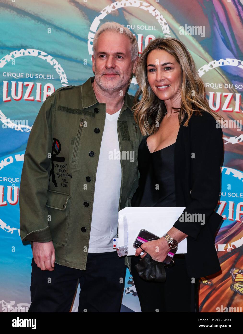 London, UK. 13th Jan, 2022. Chris Moyles and Tiffany Austin seen