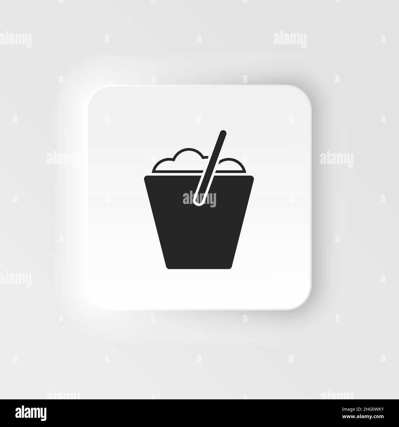 Bucket cleaning neumorphic style neumorphic style vector icon icon illustration isolated on white background . Stock Vector