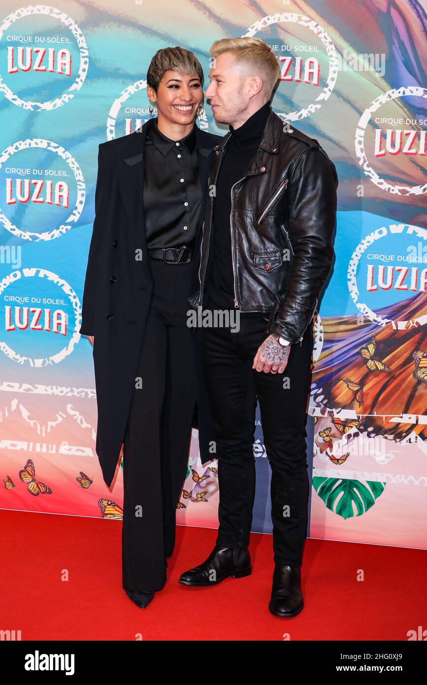 Karen Hauer and Jordan Jones Williams seen arriving for the Press Night