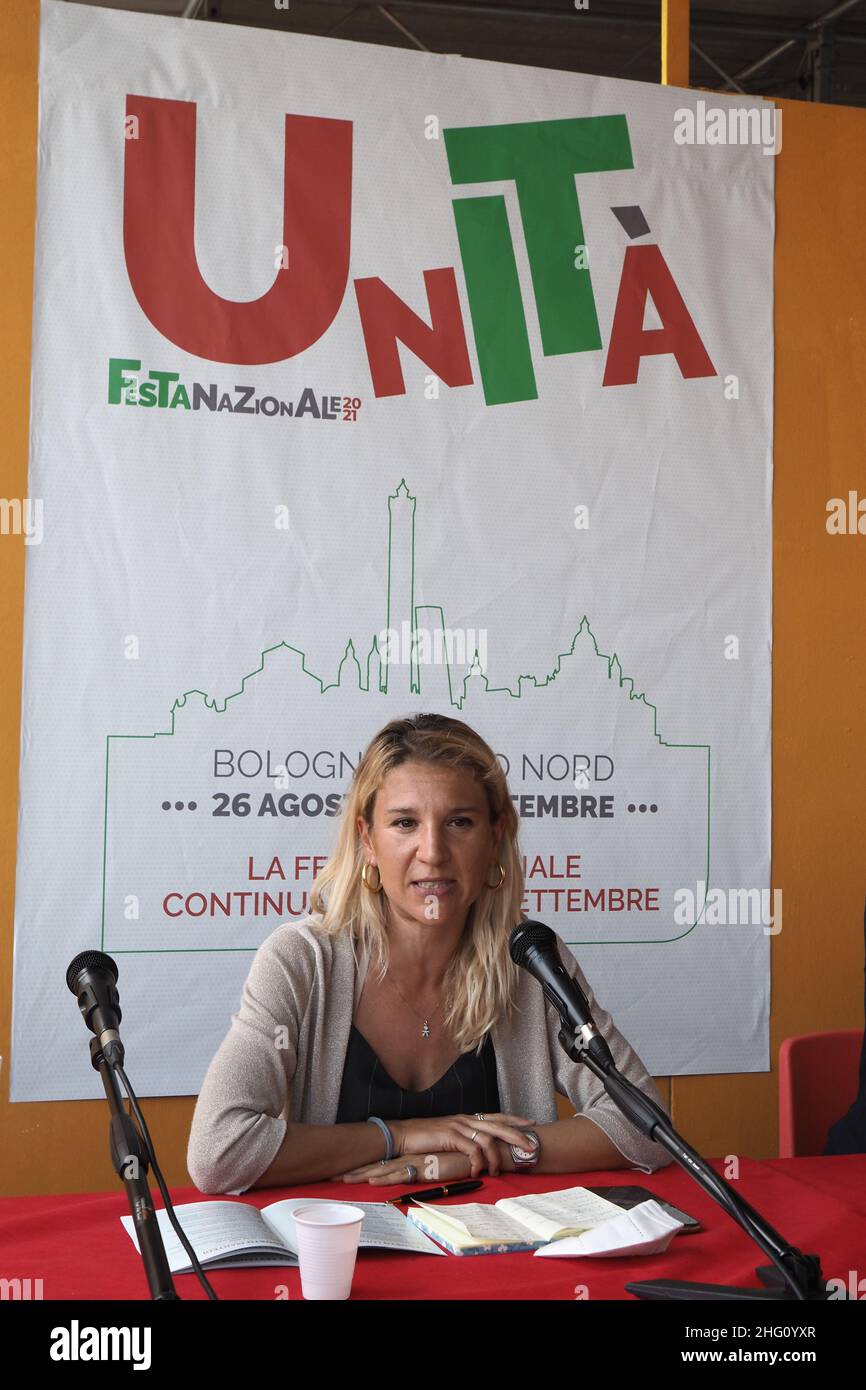 Michele Nucci/LaPresse August 23, 2021 - Bologna, Italy - news in the pic: Press conference for the presentation of the National PD Democratic Party Festa dell&#x2019;Unit&#xe0; Stock Photo