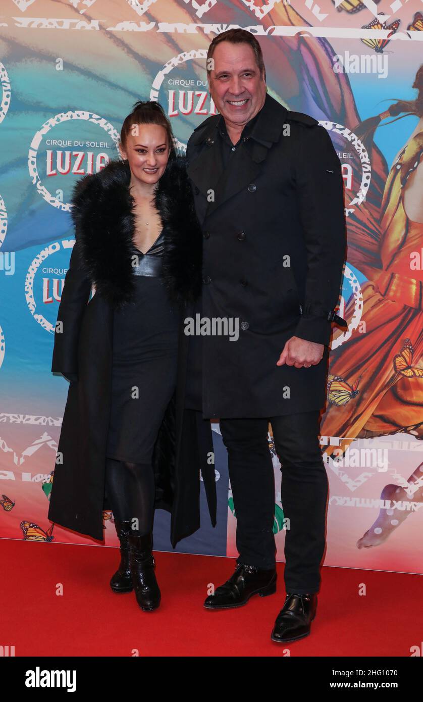 London, UK. 13th Jan, 2022. Frankie Poultney and David Seaman seen