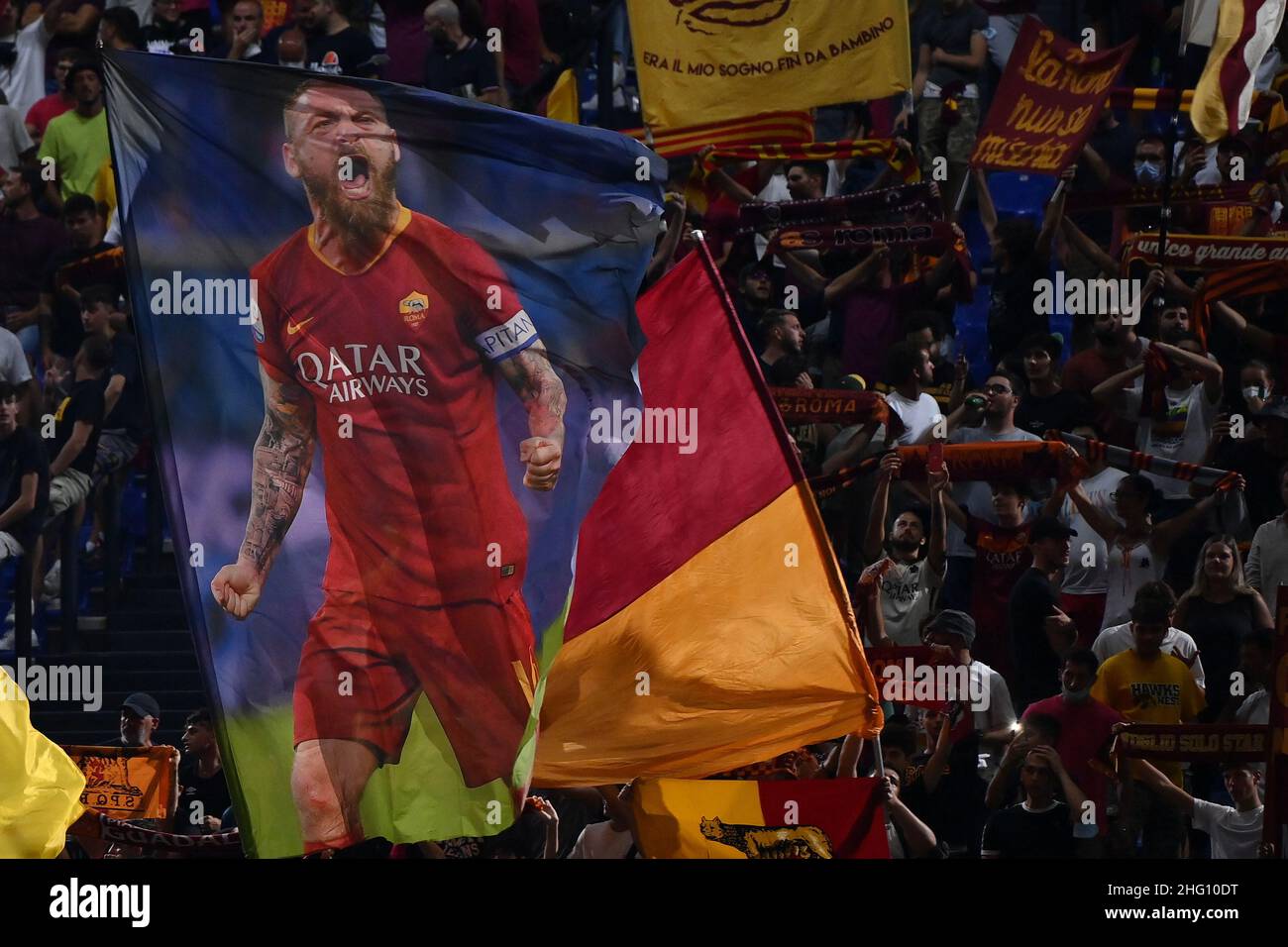 Alfredo Falcone - LaPresse 22/08/2021 Roma (Italy) Sport Soccer Roma - Fiorentina Italian Football Championship League A Tim 2021 2022 - Olimpico Stadium of Roma In the pic: supporters Stock Photo