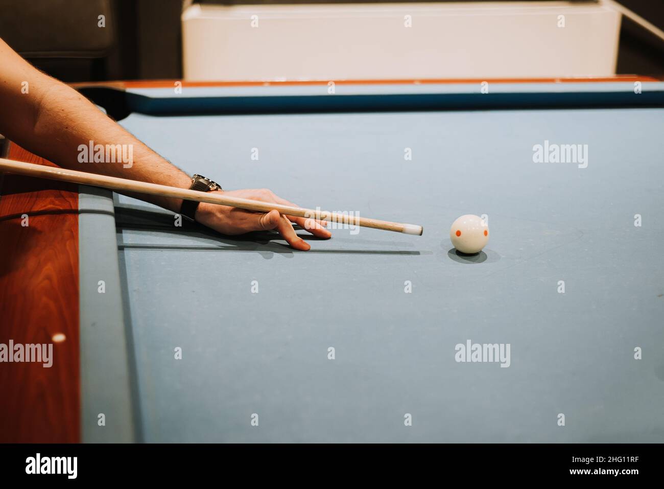 billiard pool table with balls Stock Photo