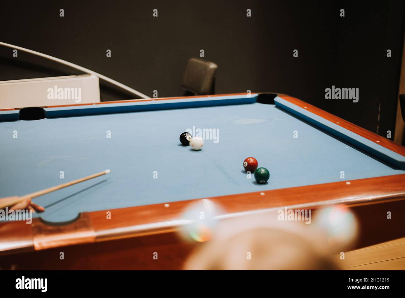billiard pool table with balls Stock Photo