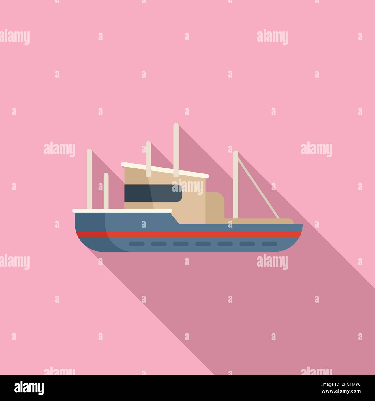 Fishing boat icon flat vector. Fish ship. Sea vessel Stock Vector