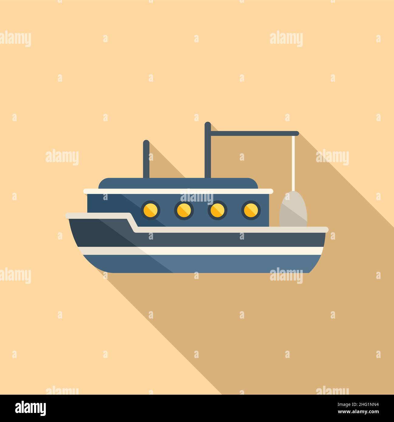 Trawler boat icon flat vector. Sea vessel. Fish ship Stock Vector