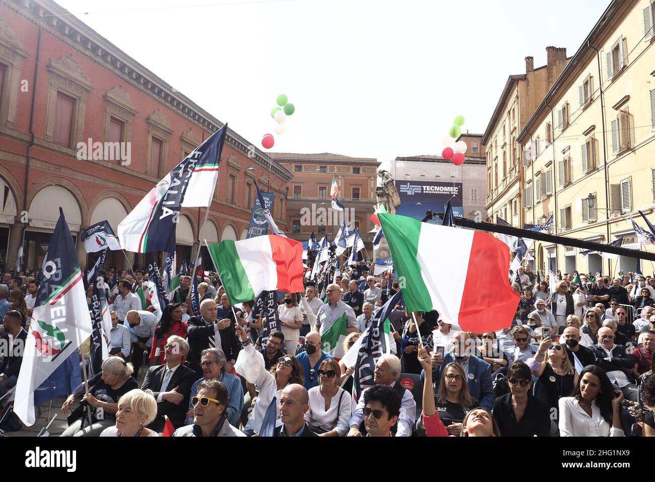Michele Nucci/LaPresse September 26, 2021 - Bologna, Italy news Meeting Giorgia Meloni leader of right party 'Fratelli d&#x2019;Italia' in Galvani square Stock Photo