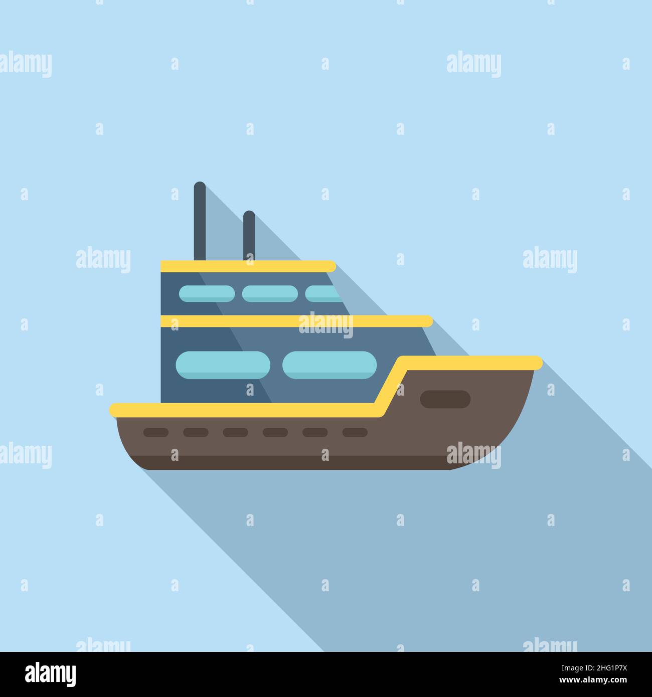 Ocean fishing boat icon flat vector. Fish sea. Ship vessel Stock Vector