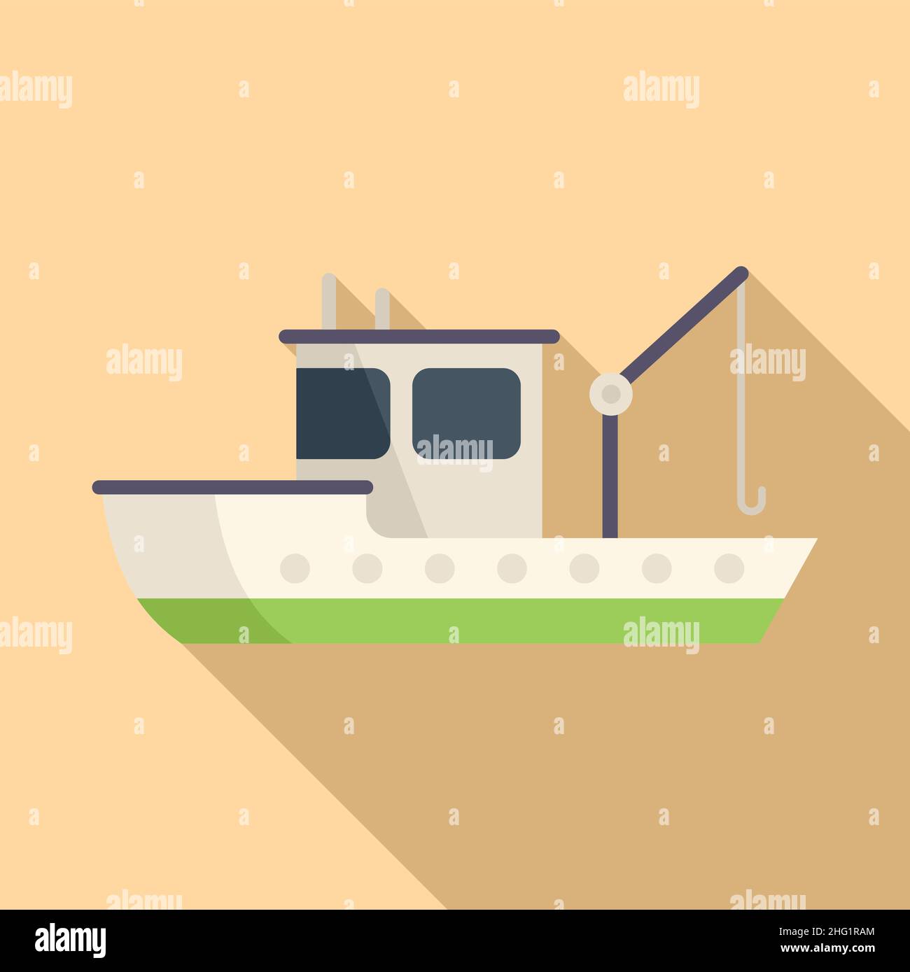 Transportation fish ship icon flat vector. Fishing boat. Sea vessel Stock Vector