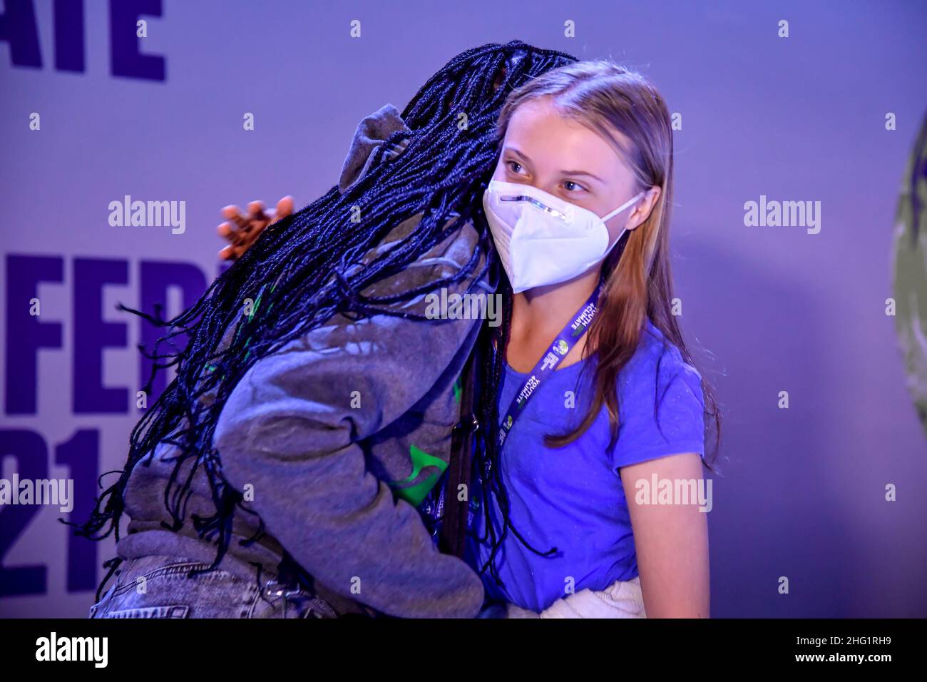 Claudio Furlan/LaPresse September 28, 2021 Milano , Italy News Youth4Climate Un Climate Pre Conference In the photo: Greta Thunberg Vanessa Nakate Stock Photo