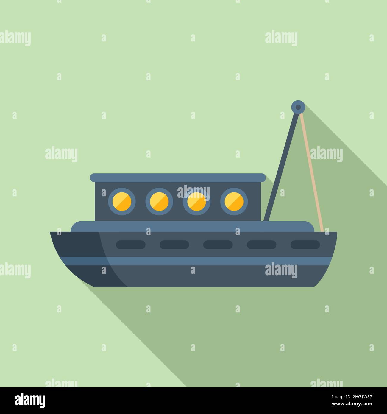 Delivery fish boat icon flat vector. Fishing sea. Water sail Stock Vector