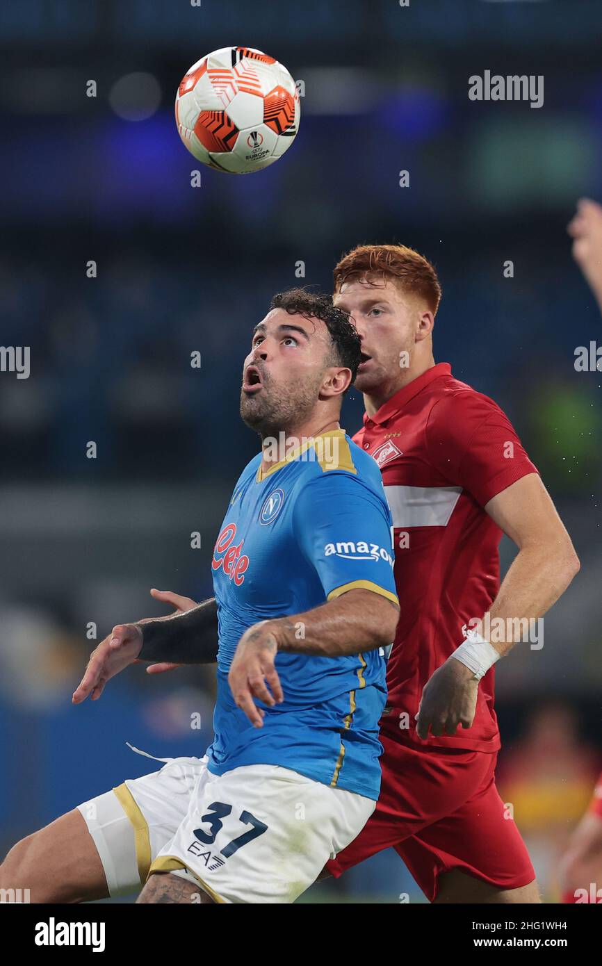 Alessandro Garofalo/LaPresse September 30, 2020 Naples, Italy sport soccer Napoli vs Spartak Mosca - Europa League 2021/2022 - Diego Armando Maradona stadium. In the pic: Andrea Petagna (SSC Napoli); Stock Photo