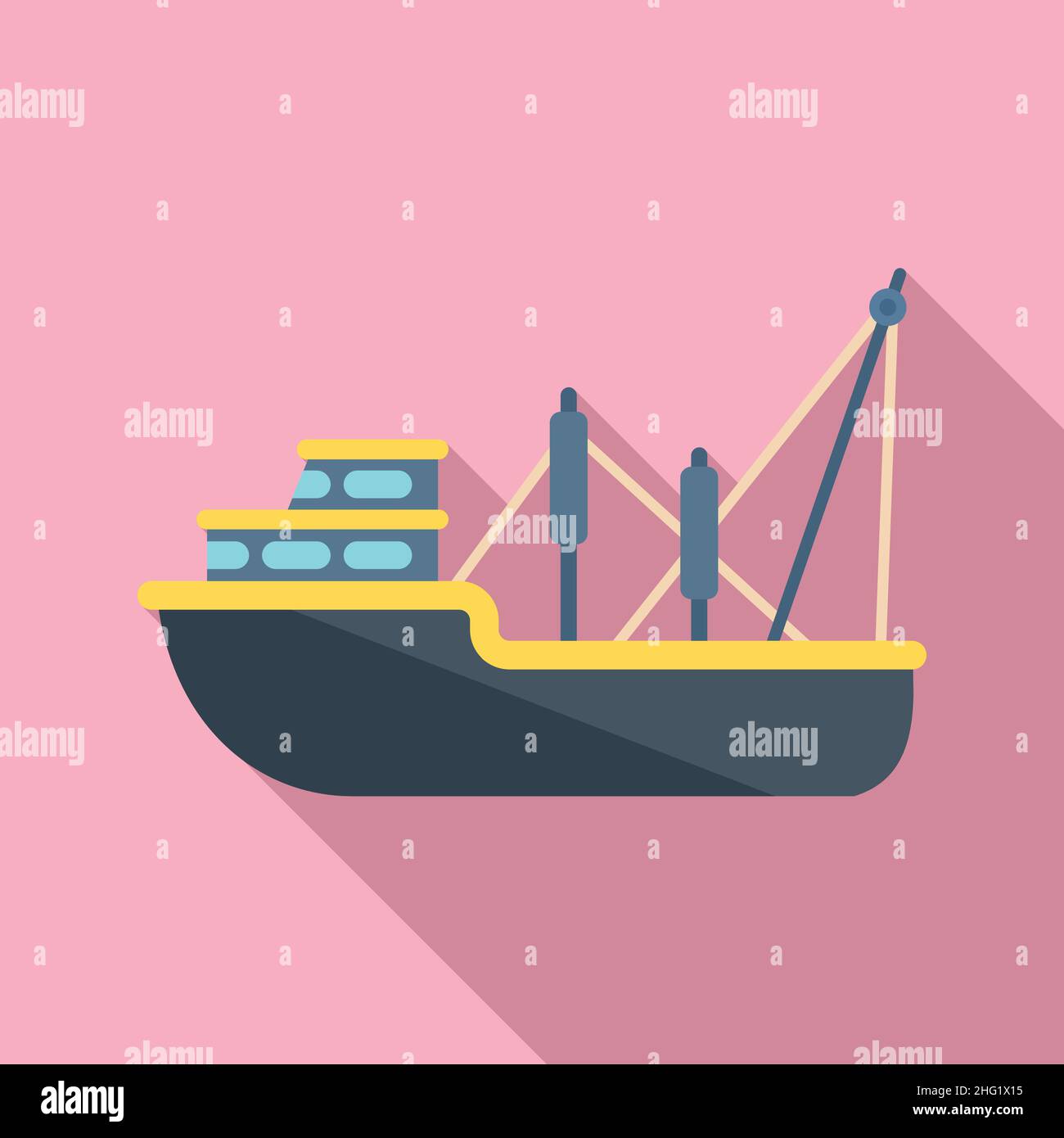 Cargo fishing boat icon flat vector. Fish ship. Sea vessel Stock Vector
