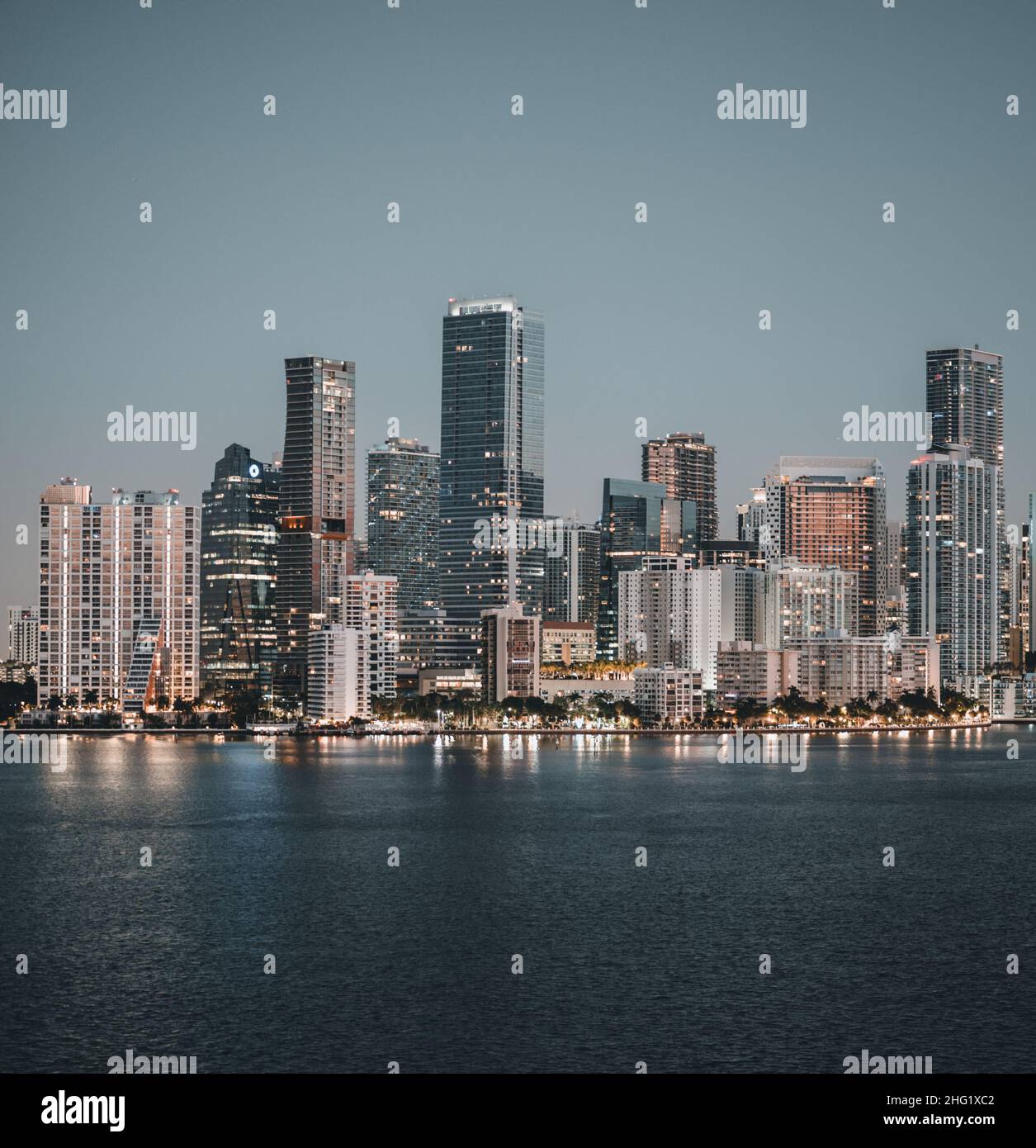 Miami Florida city skyline Brickell color blue Stock Photo