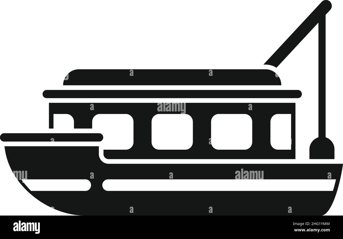 Fishing ship icon simple vector. Sea fish. Vessel boat Stock Vector