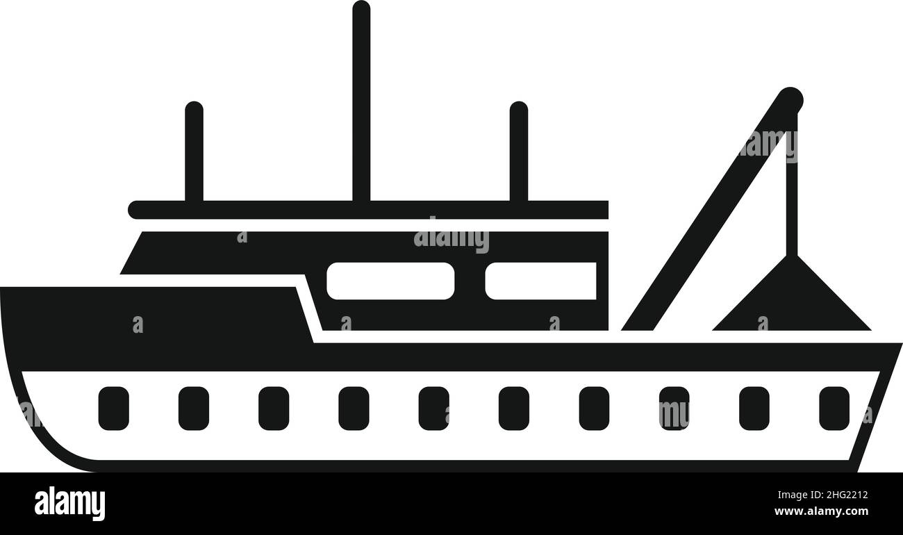 Marine fish boat icon simple vector. Fishing ship. Sea trawler Stock Vector