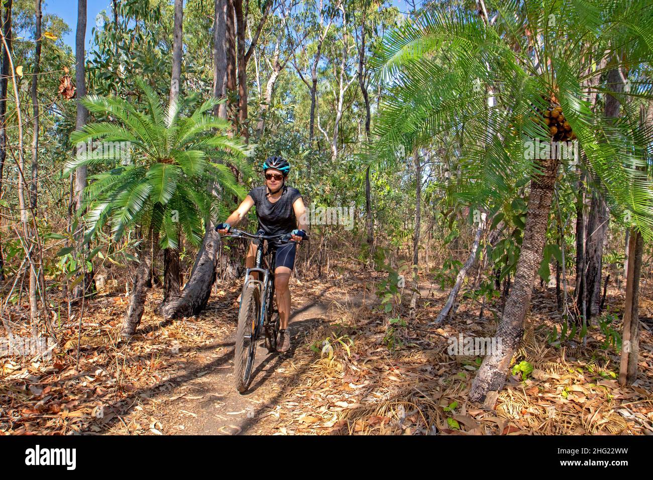 Mountain biking at Charles Darwin National Park Stock Photo Alamy