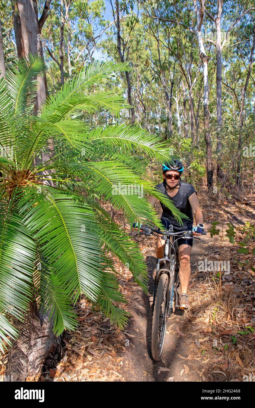Mountain biking at Charles Darwin National Park Stock Photo Alamy