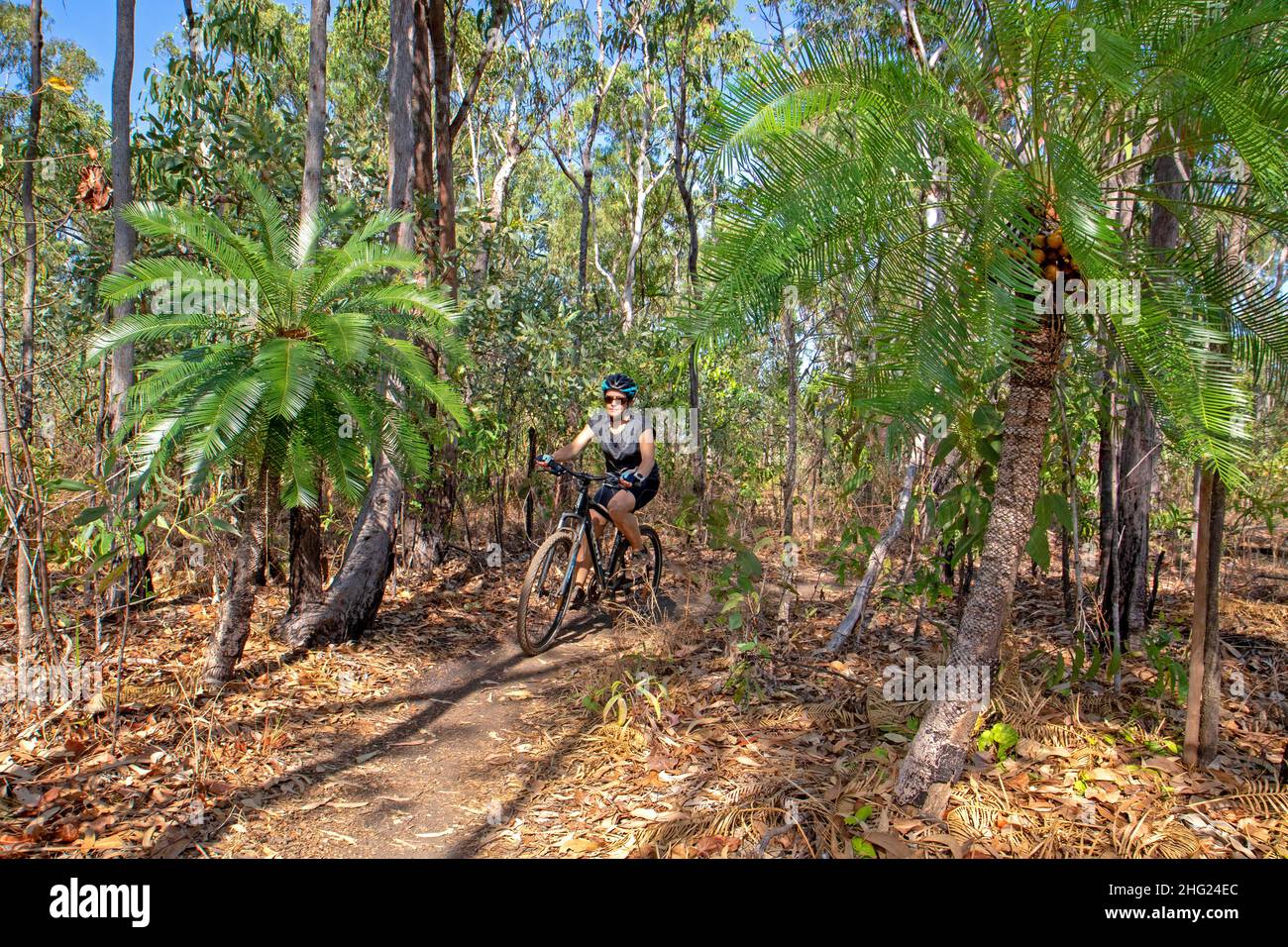 Mountain biking at Charles Darwin National Park Stock Photo Alamy