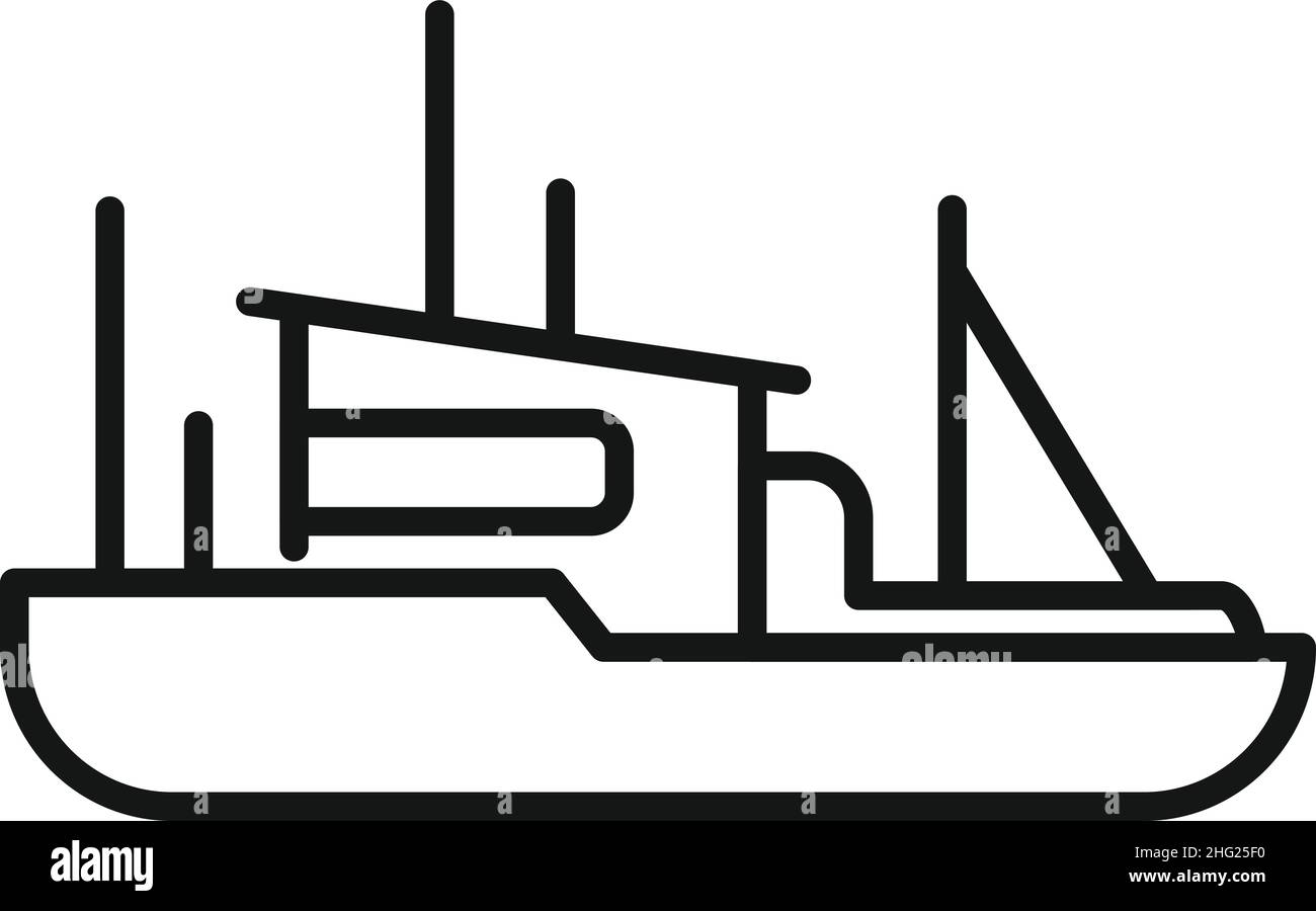 Fishing boat icon outline vector. Fish ship. Sea vessel Stock Vector ...