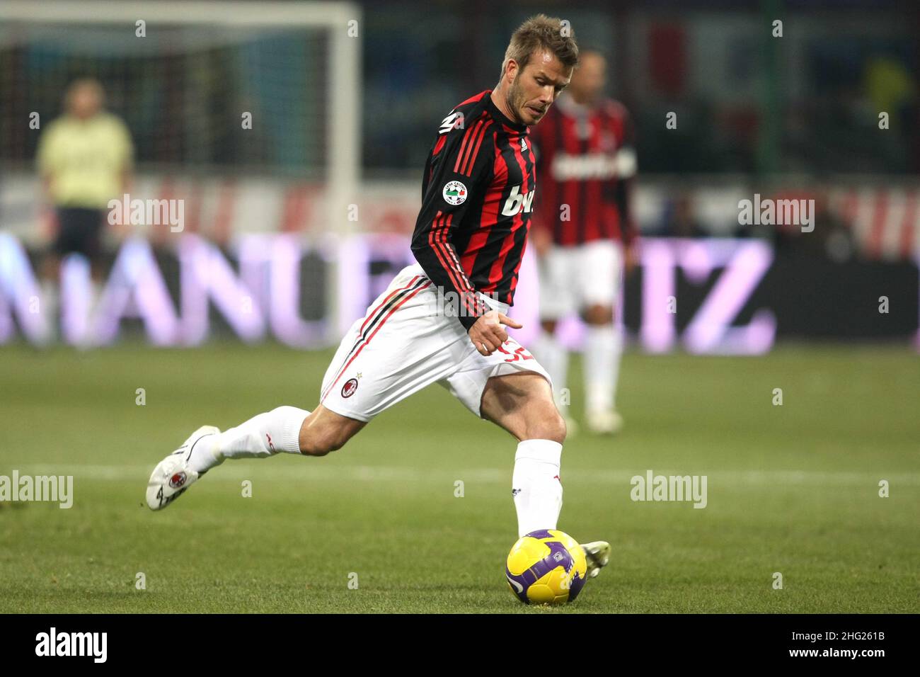 David Beckham pictured at 'Giuseppe Meazza' Stadium during the