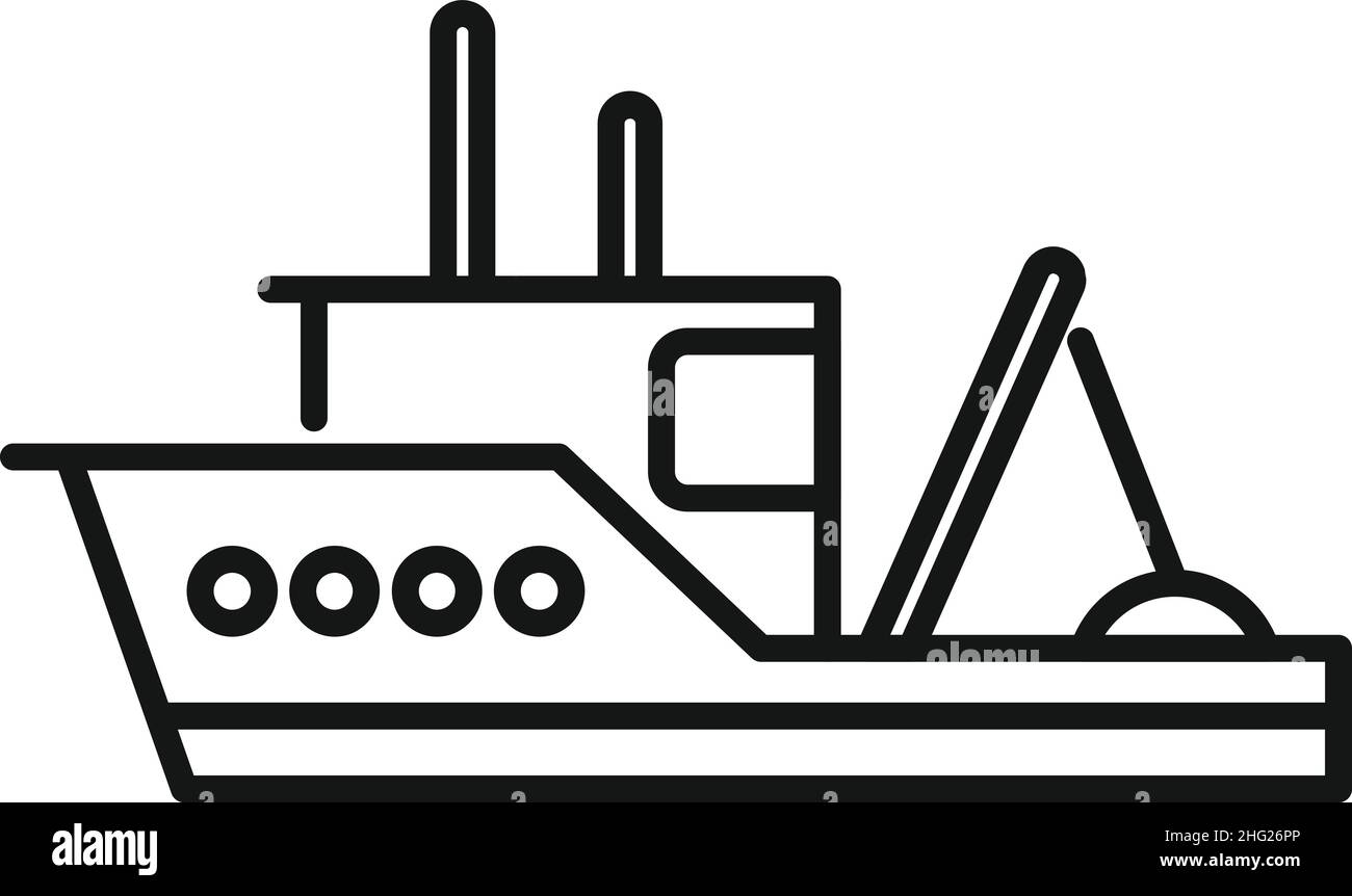 Catch fish boat icon outline vector. Sea ship. Marine vessel Stock Vector