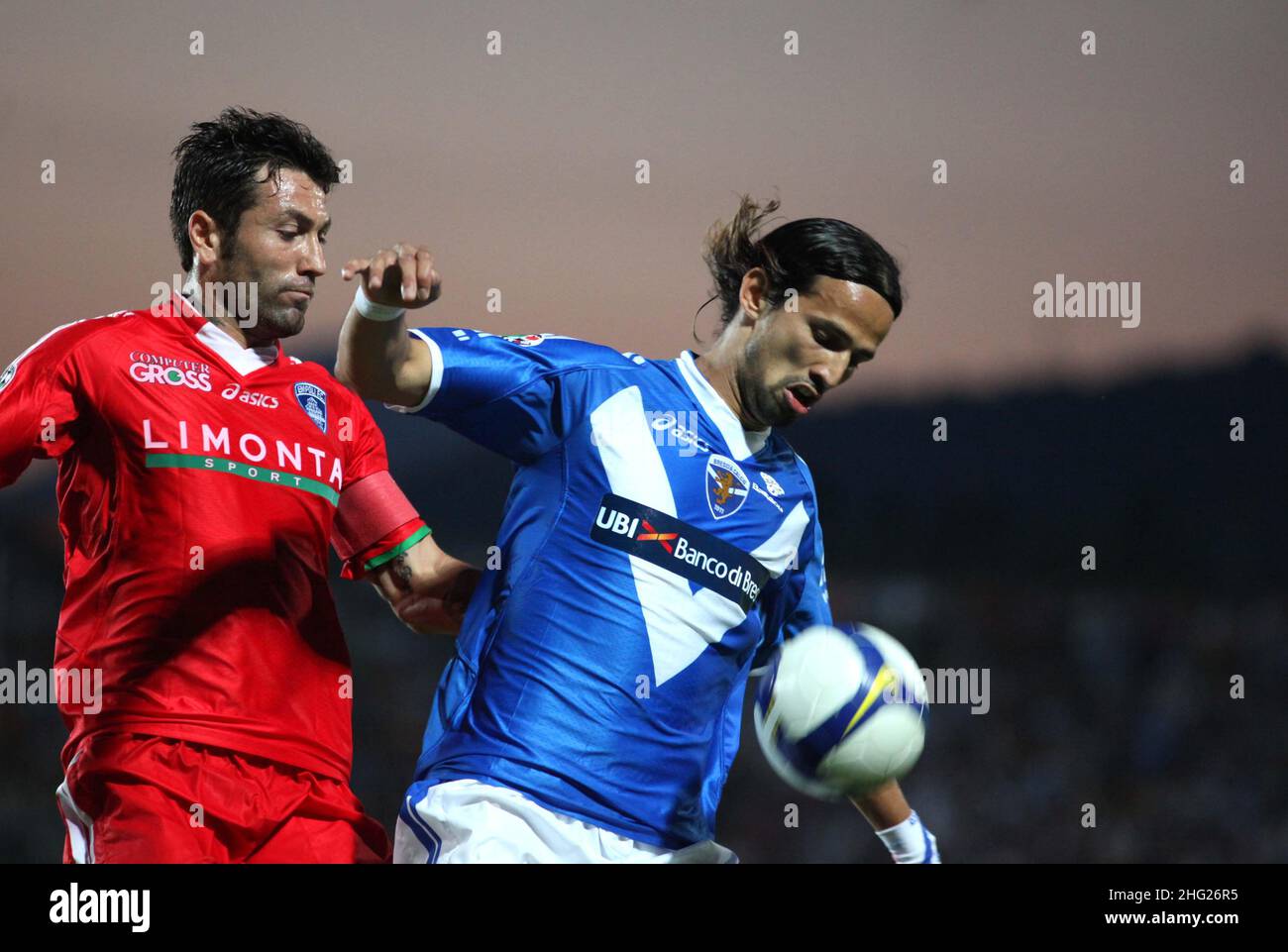 Victor Hugo Mareco and Antonio Busce' during Brescia vs Empoli at The Stadio Mario Rigamonti in Italy  Stock Photo