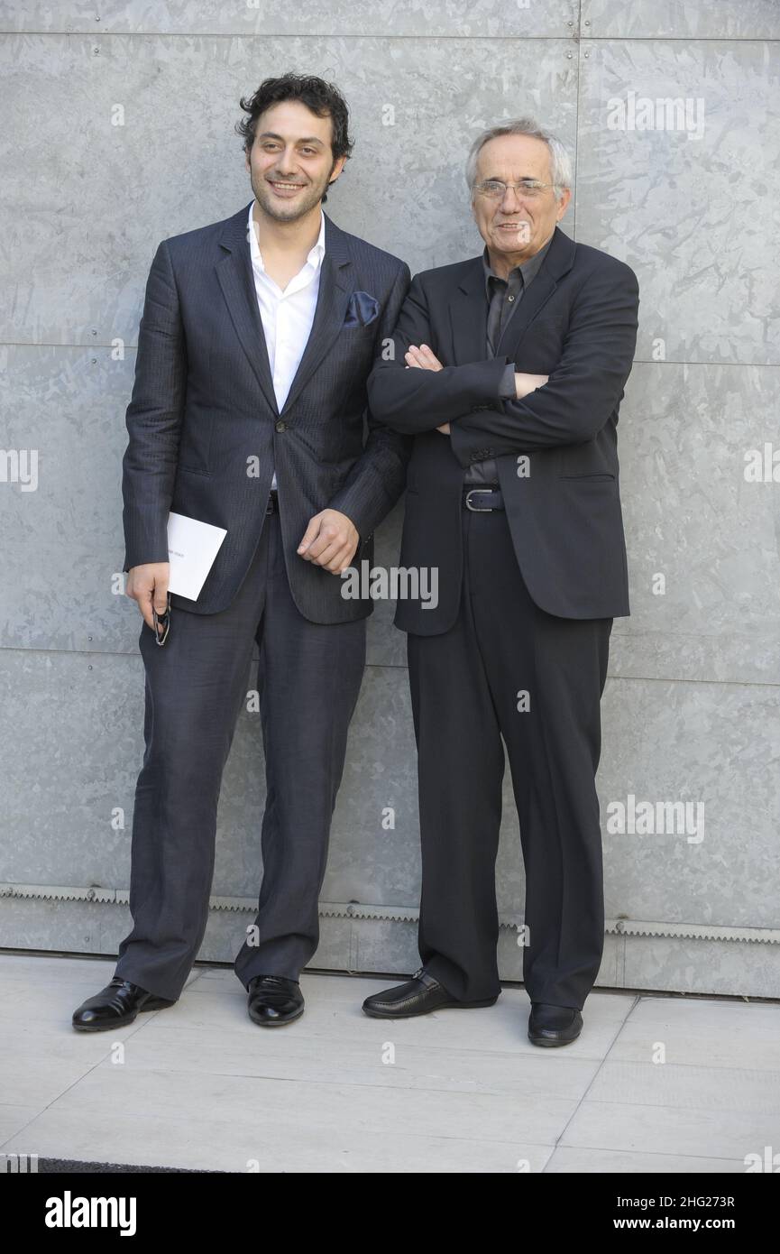 Marco Bellocchio and Filippo Timi arrive for the Giorgio Armani  Spring/Summer 2009/2010 men's collection, presented in Milan, Italy Stock  Photo - Alamy