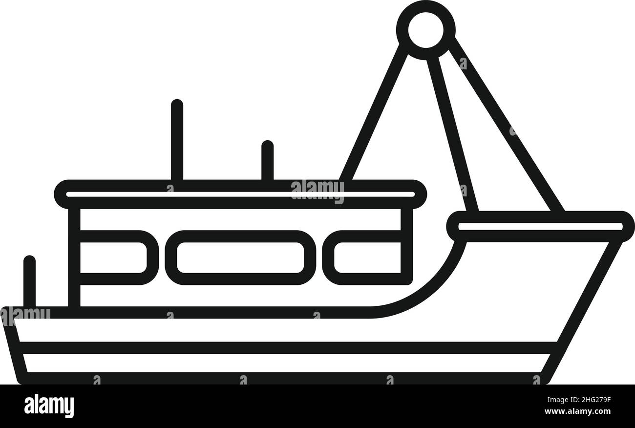 Sail fish boat icon outline vector. Sea ship. Marine vessel Stock Vector