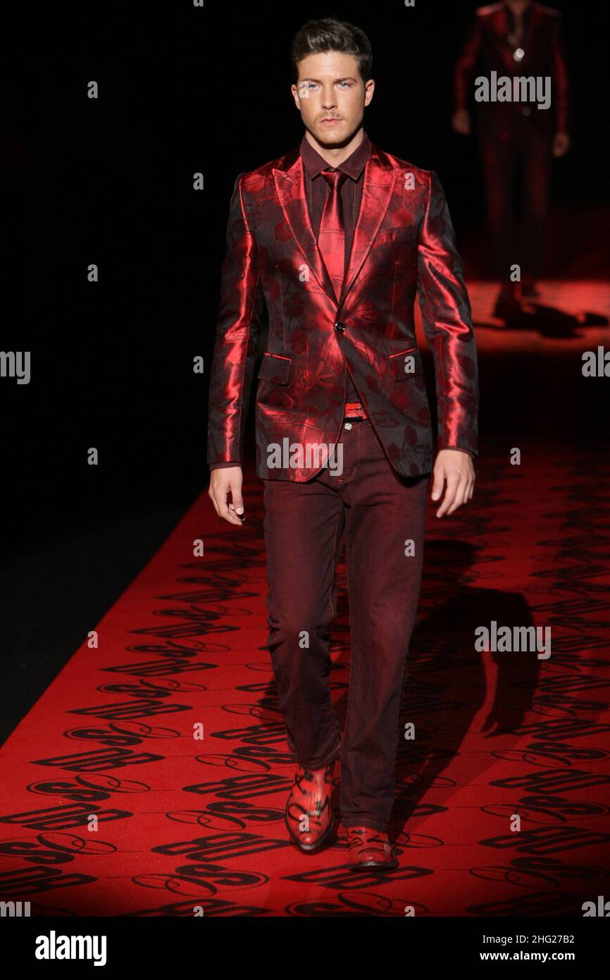 A model displays a creation by Dirk Bikkembergs during the catwalk show in  Milan, Italy Stock Photo - Alamy