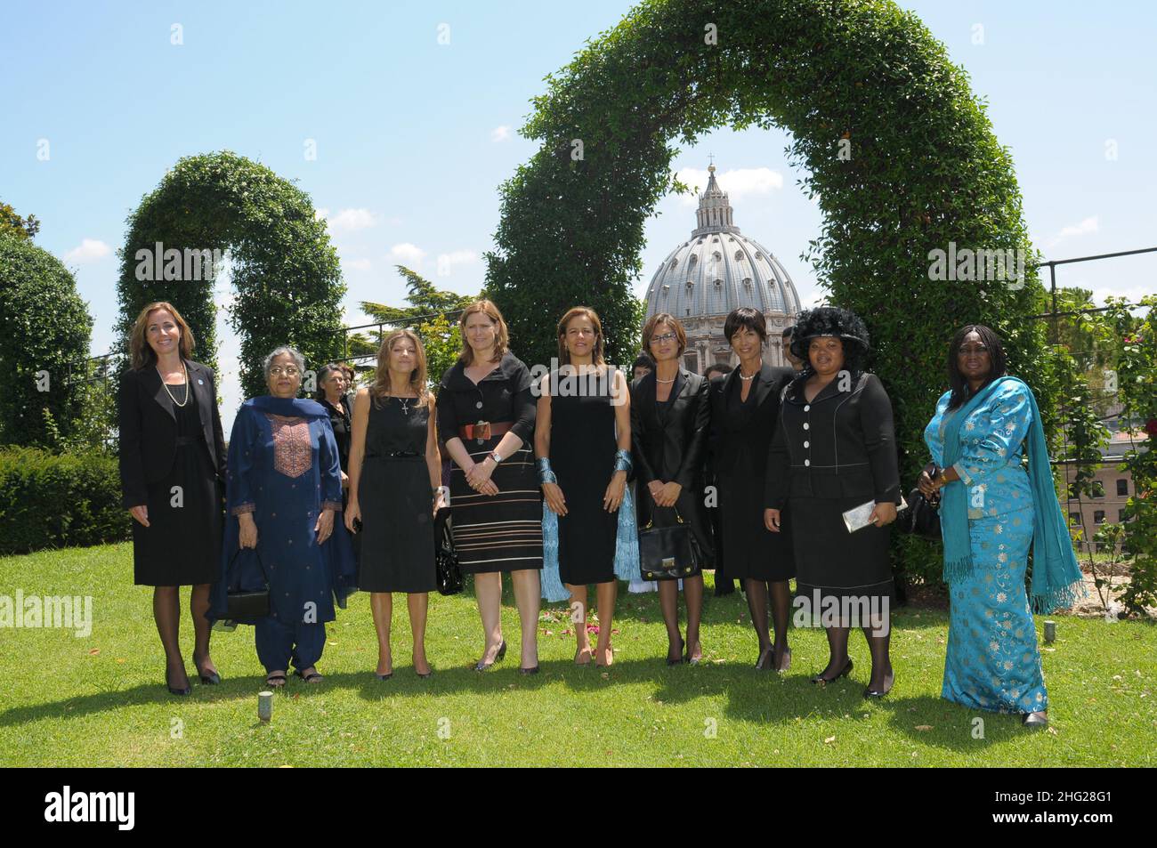 Some of the wives of the presidents and ministers attending the G8 prior to meeting Pope Benedict XVI. Stock Photo