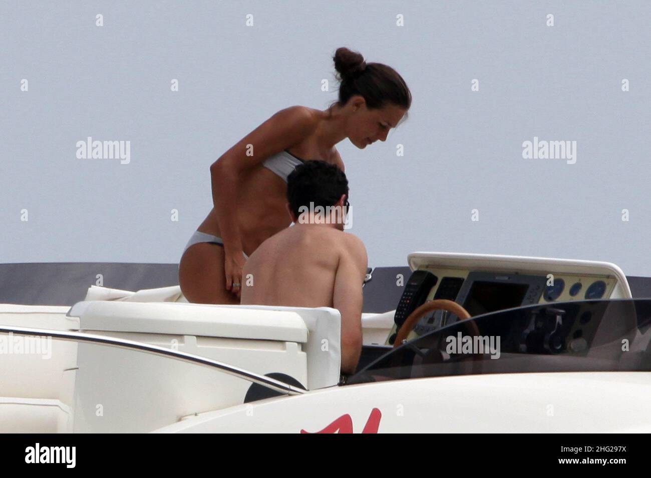 Italian fashion manager Matteo Marzotto and his girlfriend on holiday in Porto Ercole Stock Photo