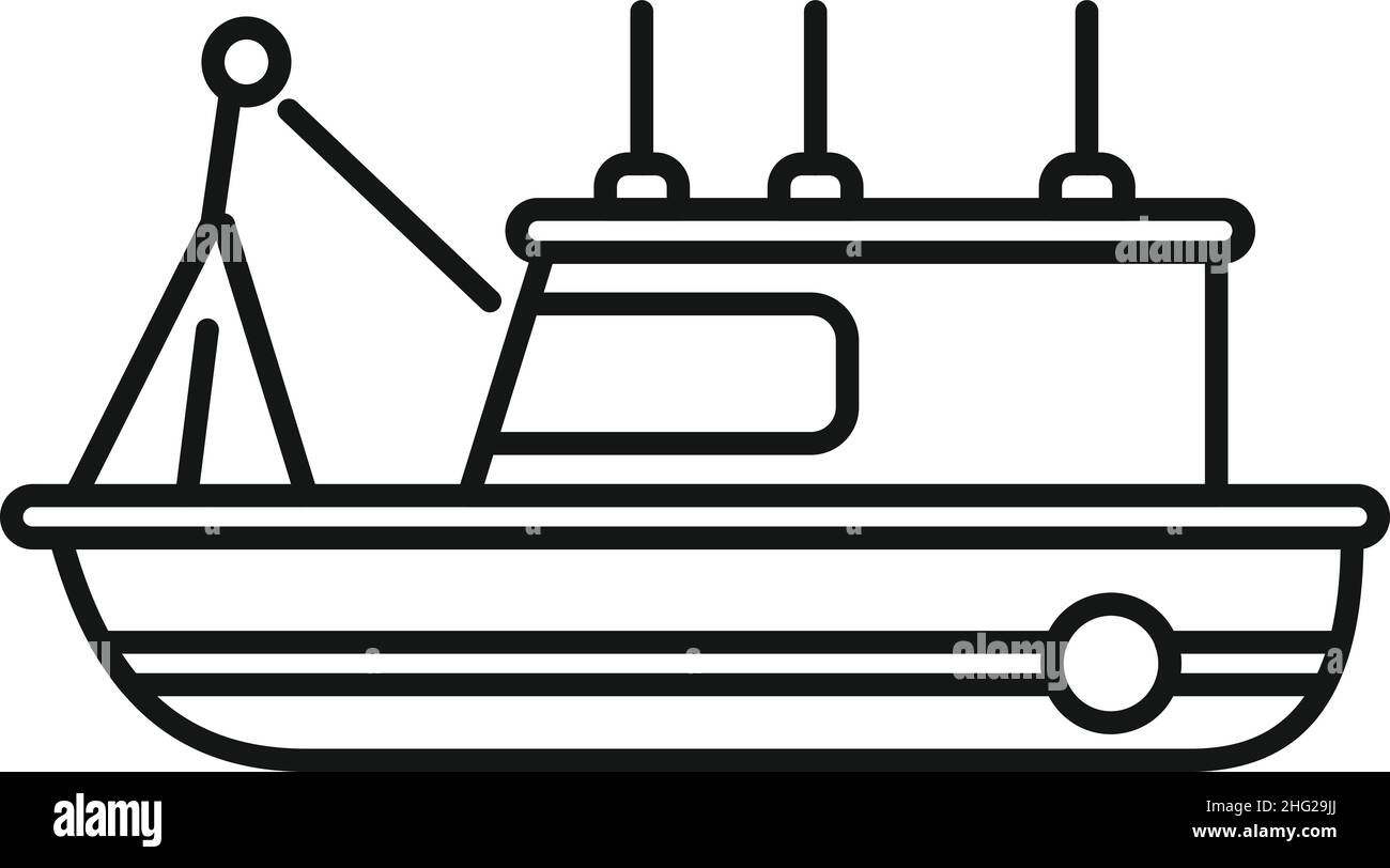Old fishing boat icon outline vector. Sea ship. Marine vessel Stock Vector