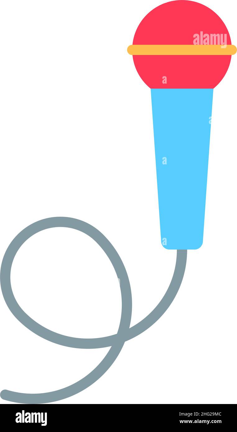 Colorful microphone flat icon isolated on white Stock Vector