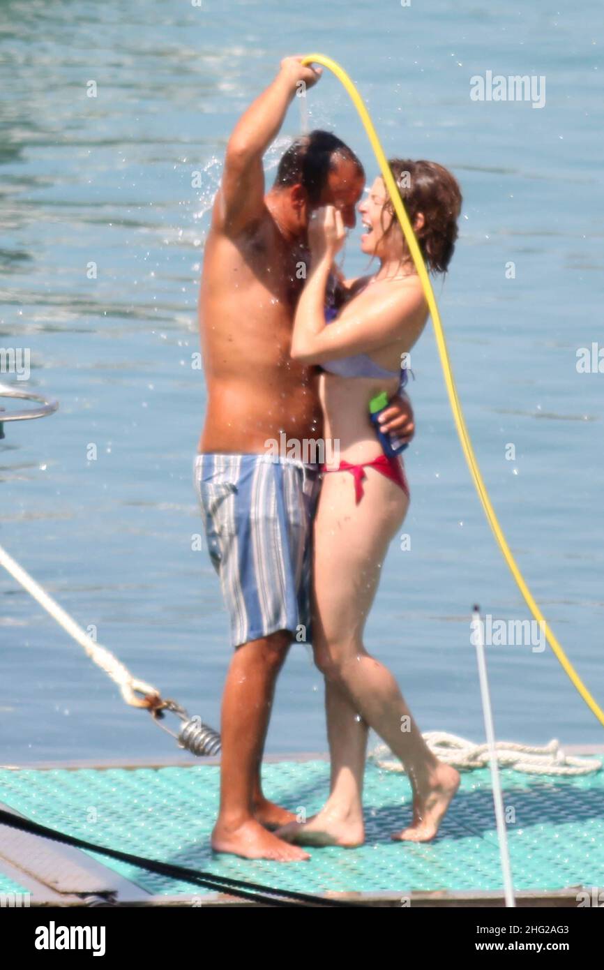 Italian actress Violante Placido on holiday at Giannutri Island with her boyfriend Andrea Bezzicheri, Italy  Stock Photo