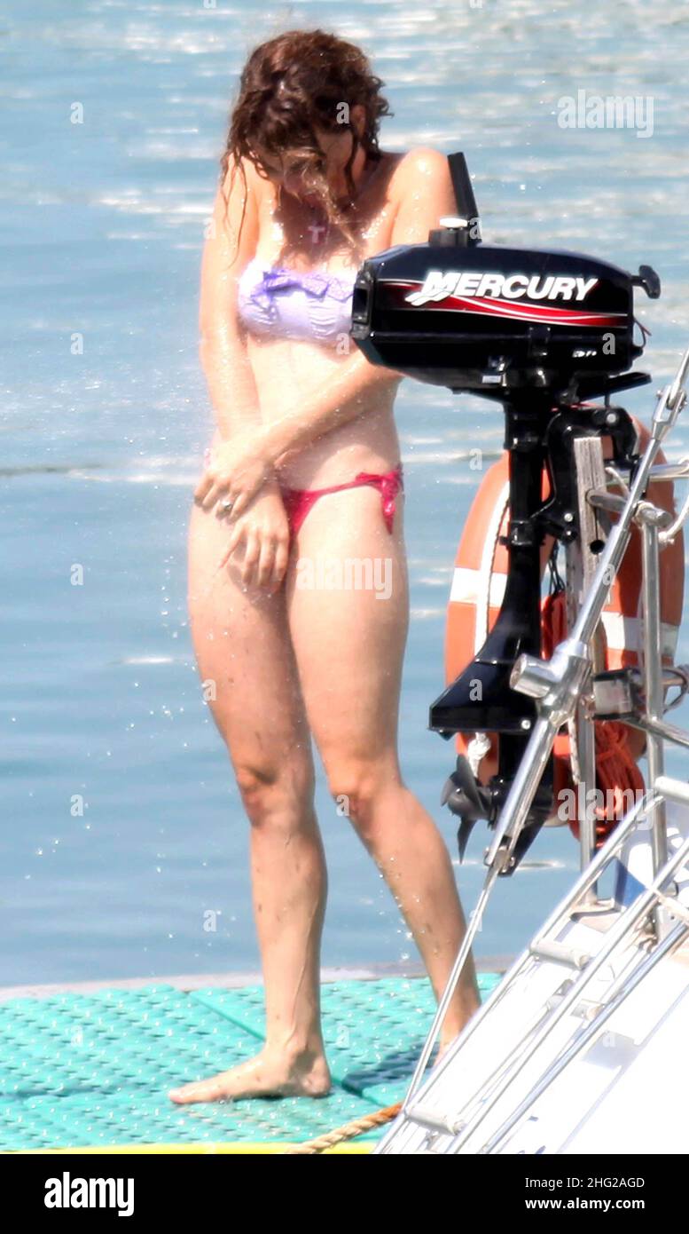 Italian actress Violante Placido on holiday at Giannutri Island with her boyfriend Andrea Bezzicheri, Italy  Stock Photo