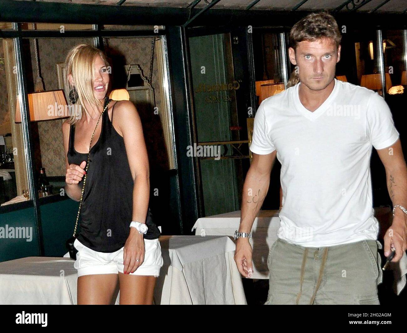 Italian footballer Francesco Totti seen on holiday in Rome Italy Stock