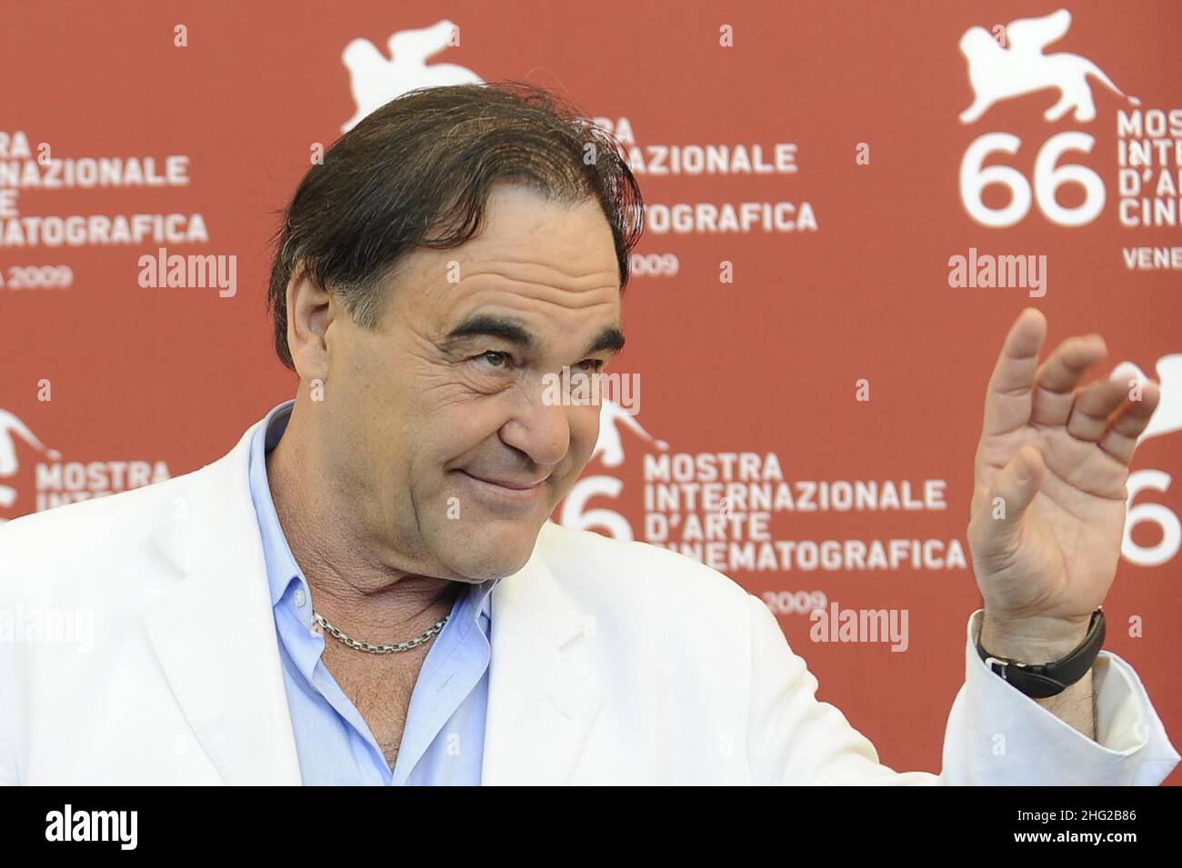 Director Oliver Stone attends the 'Ahasin Wetei' photocall at the Palazzo del Casino during the 66th Venice Film Festival in Venice, Italy redcarpet Stock Photo