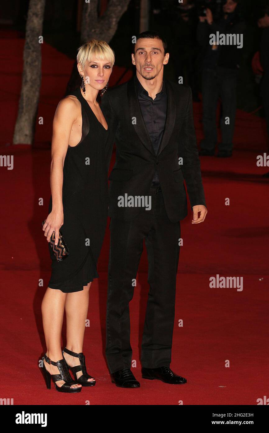 Director Alessandro Angelini with wife arriving for the screening of the film 'Alza la Testa' during the Rome Film Festival, Italy  Stock Photo