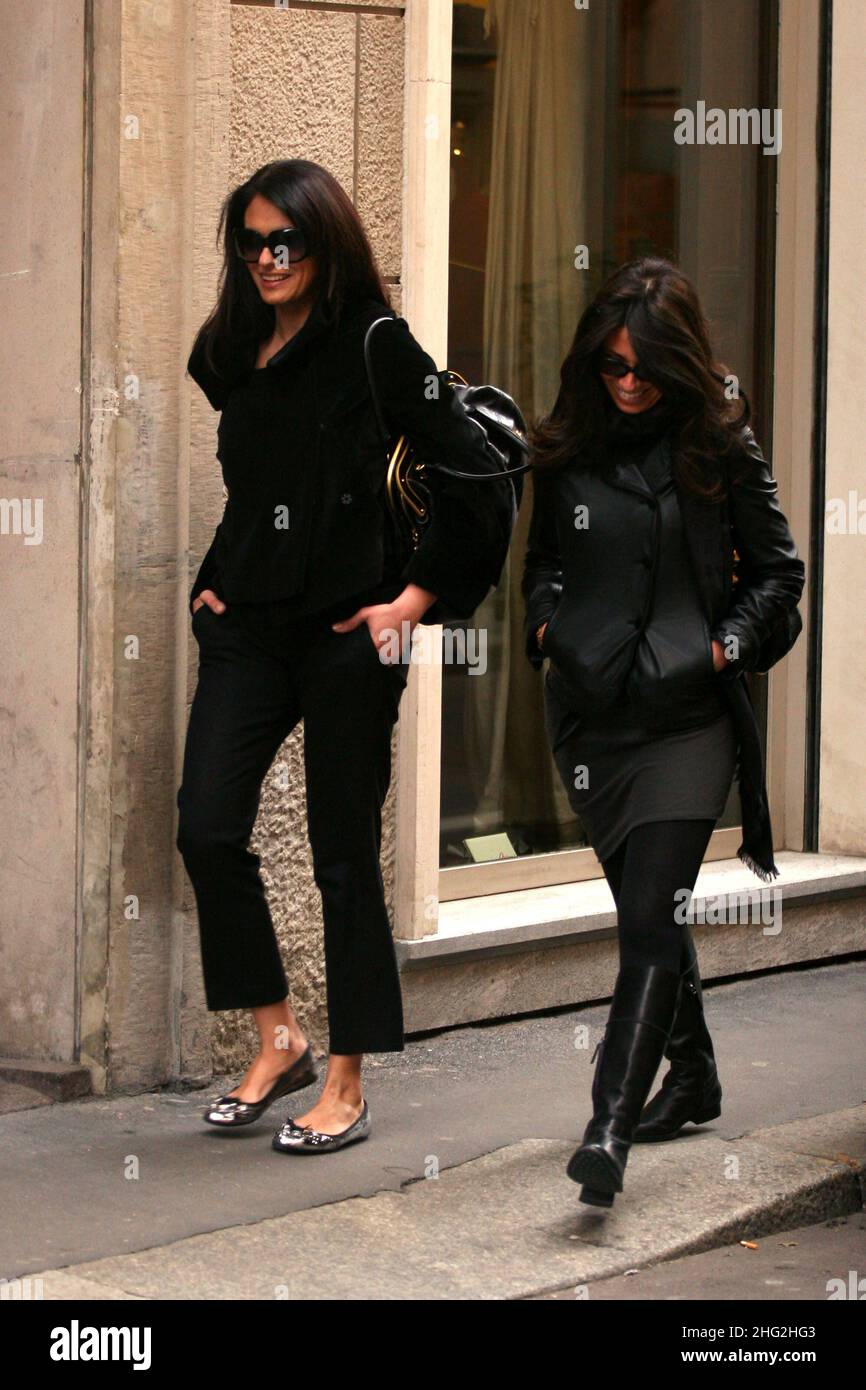 Maria Grazia Cucinotta (left) shopping in Milan with a friend Stock Photo