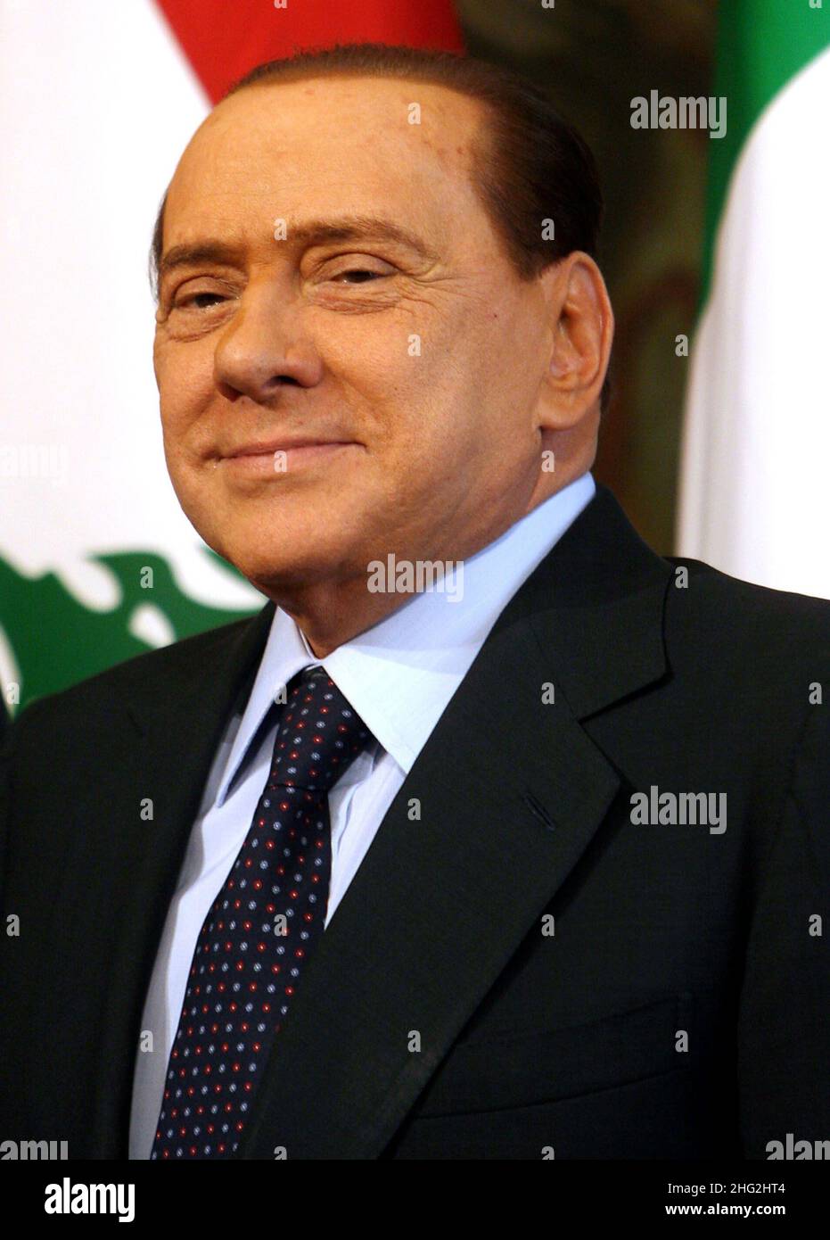 Italian Prime Minister Silvio Berlusconi meets with the Lebanese Prime Minister Saad Rafic Hariri, Rome, Italy Stock Photo