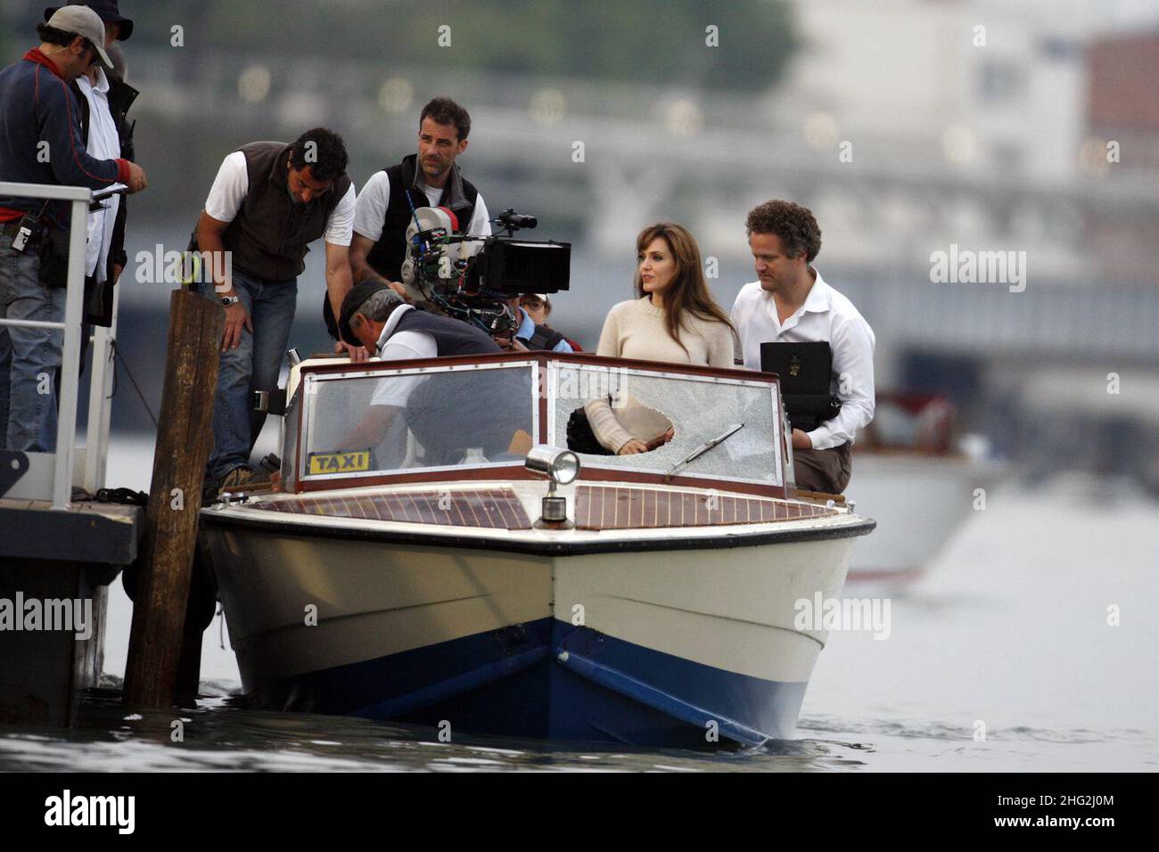 Angelina Jolie pictured on set whilst filming for the movie 'The