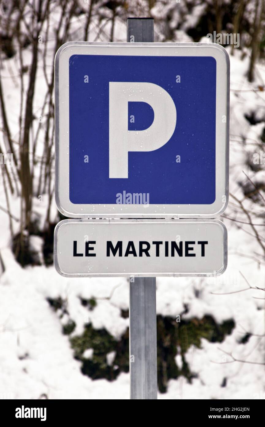 14 January 2022. Le Martinet and Chevaline, Haute-Savoie, France. Scene of the Chevaline Murders in winter. This is the remote spot where 10 years ago Stock Photo
