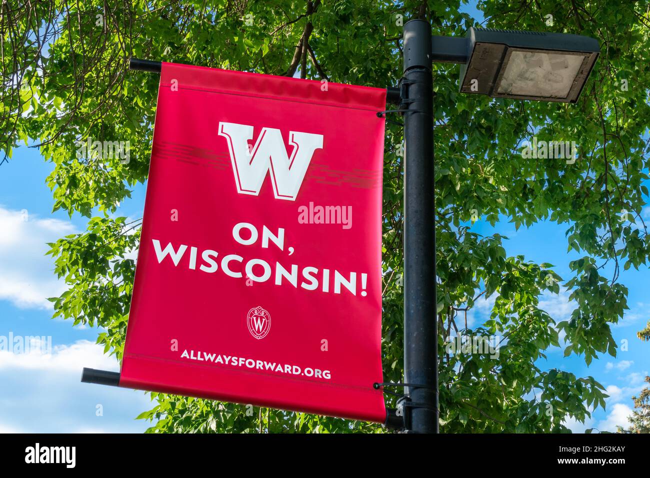 MADISON, WI, USA JUNE 18, 2021 Trademark School Banner on the