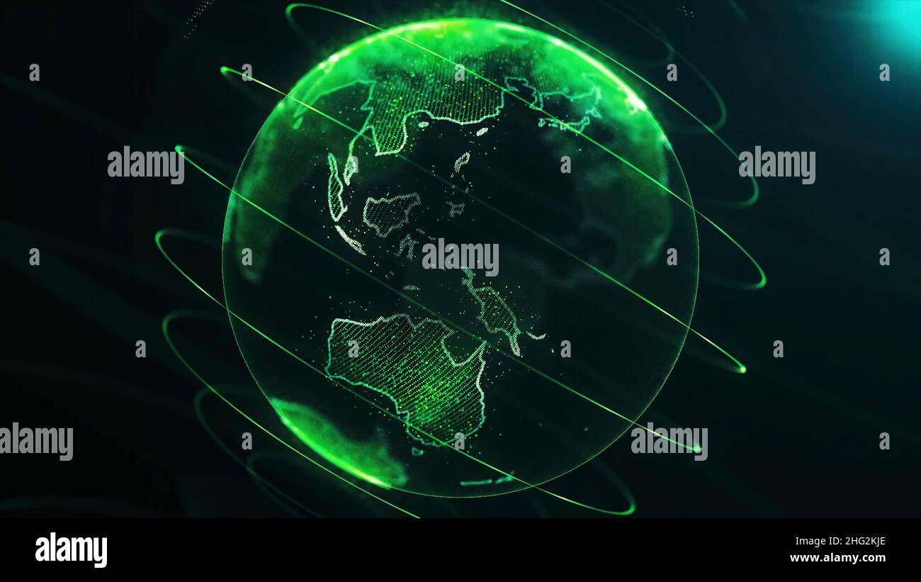 Planet Earth Rotating Loop Animation Future Technology Business Concept