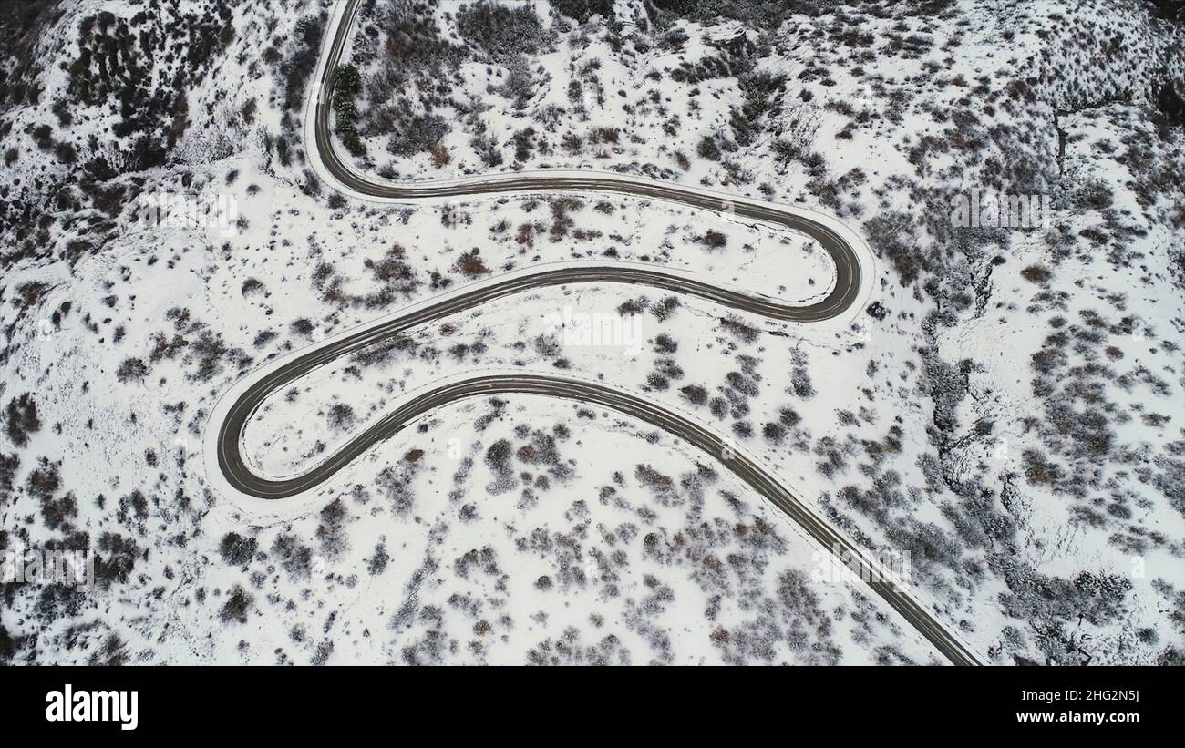 Aerial view snowy shore trees hi-res stock photography and images - Alamy
