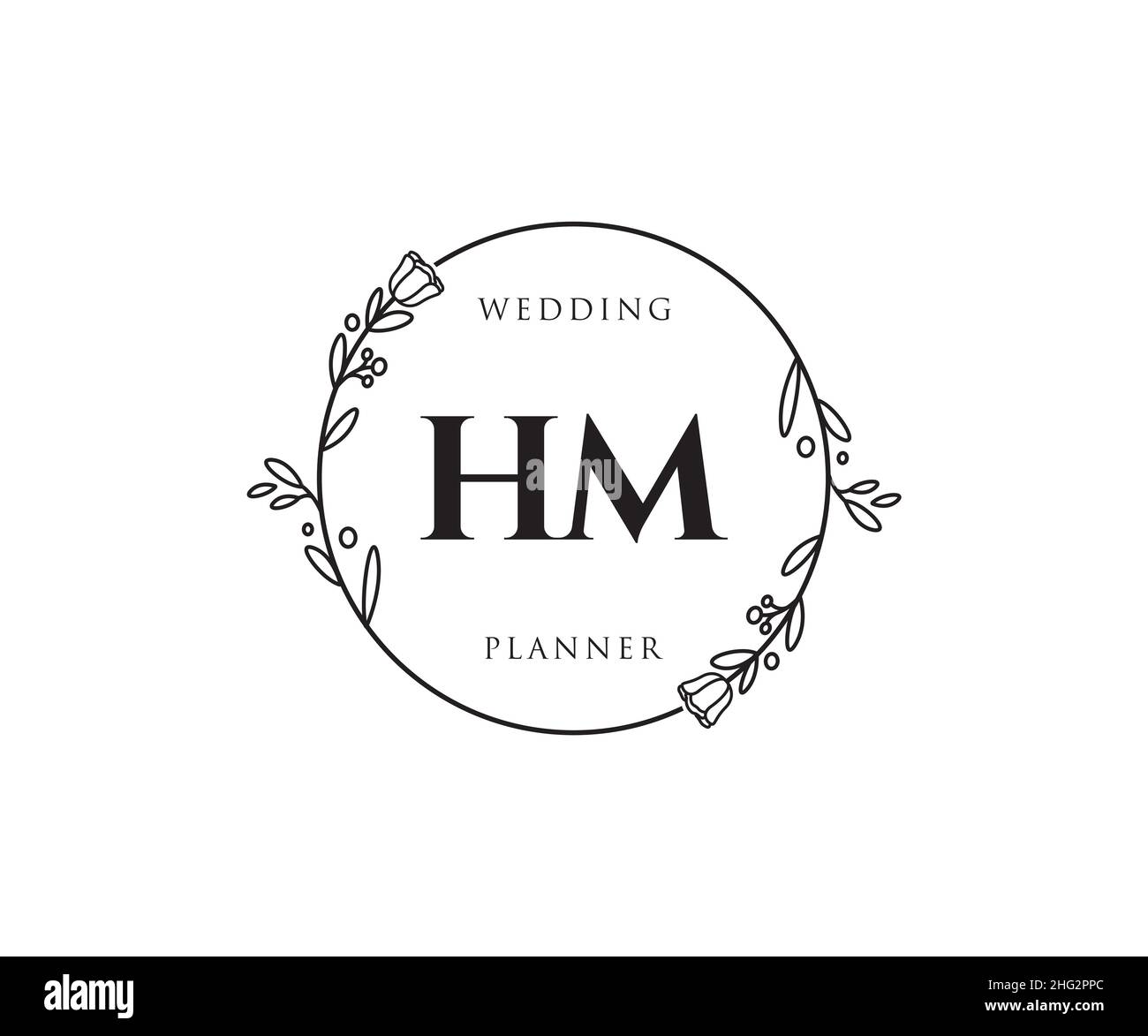 HM feminine logo. Usable for Nature, Salon, Spa, Cosmetic and Beauty Logos. Flat Vector Logo Design Template Element. Stock Vector