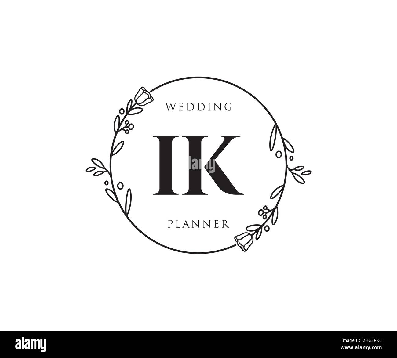 IK feminine logo. Usable for Nature, Salon, Spa, Cosmetic and Beauty Logos. Flat Vector Logo Design Template Element. Stock Vector